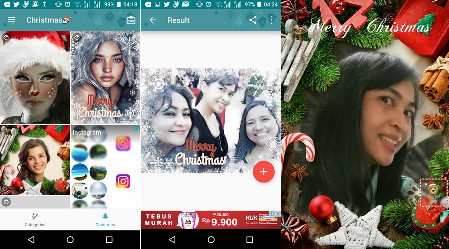 Christmas Photo Frames, Effects & Cards Art, Meriahkan Foto dengan Tema Natal