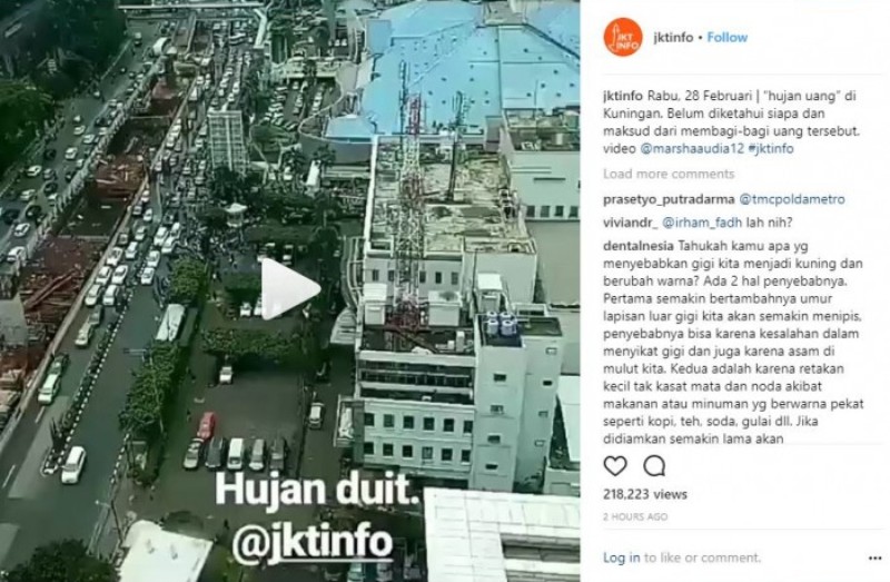 VIRAL! Hujan Duit di Kuningan Jakarta Bikin Heboh