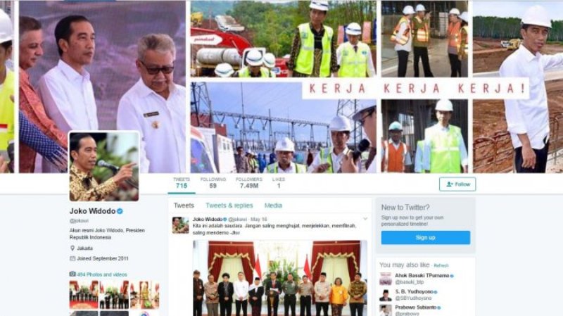 Presiden Jokowi Masuk 10 Besar Pemimpin Dunia Dengan Follower Terbanyak di Twitter