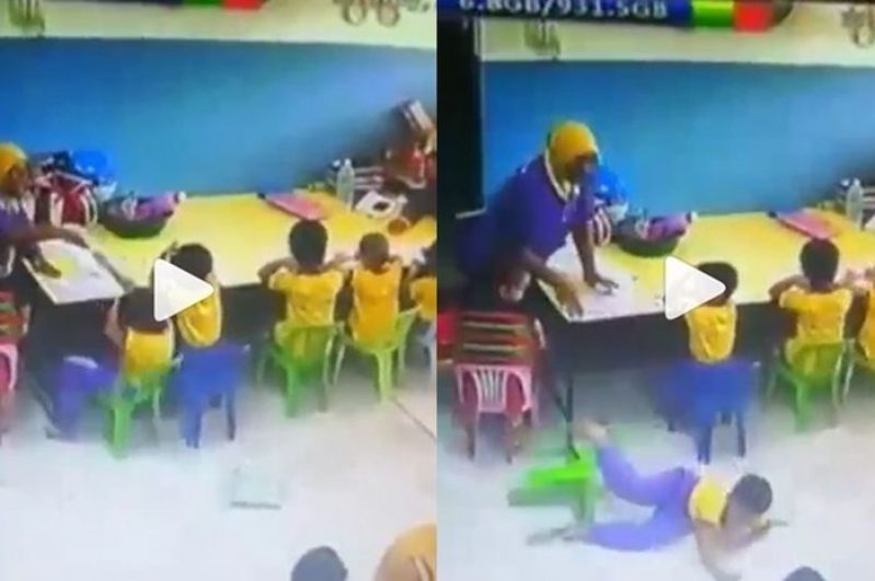 VIRAL! Sebuah Video Perlihatkan Guru TK Pukul Murid Hingga Jatuh