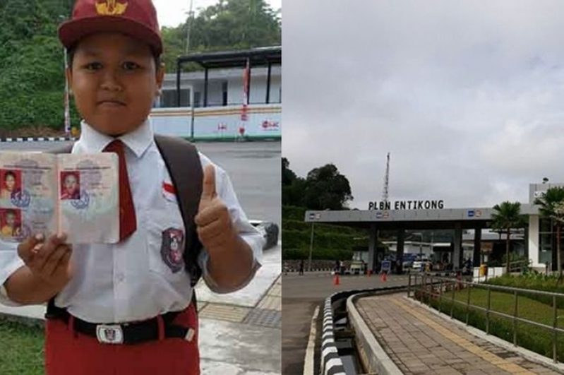 VIRAL! Bocah SD Ini Tetap Sekolah di Indonesia, Meski Rumahnya di Malaysia