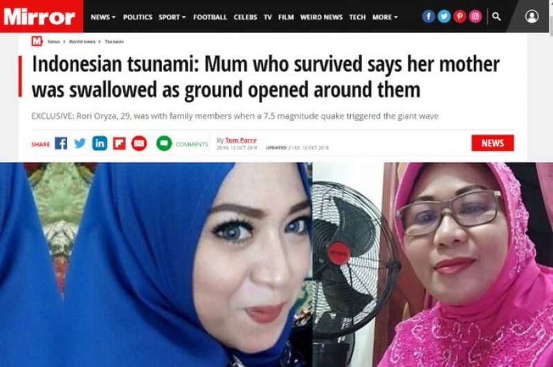 Kisah Wanita Korban Gempa Palu Ini Viral dan Disorot Media Inggris