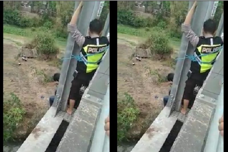 Video Viral Anggota Polisi Cegah Pemuda Yang Coba Bunuh Diri